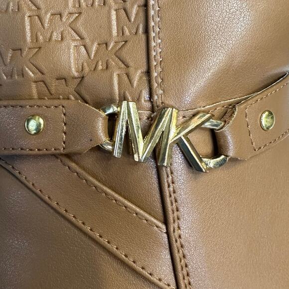 Michael Kors Finley Drake Brown Faux Leather Knee High Logo Riding Boot Girl’s 2 - Picture 6 of 7